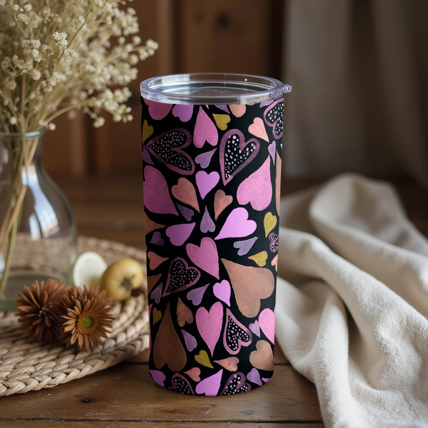 Hearts Pattern Stainless Steel Tumbler Flask
