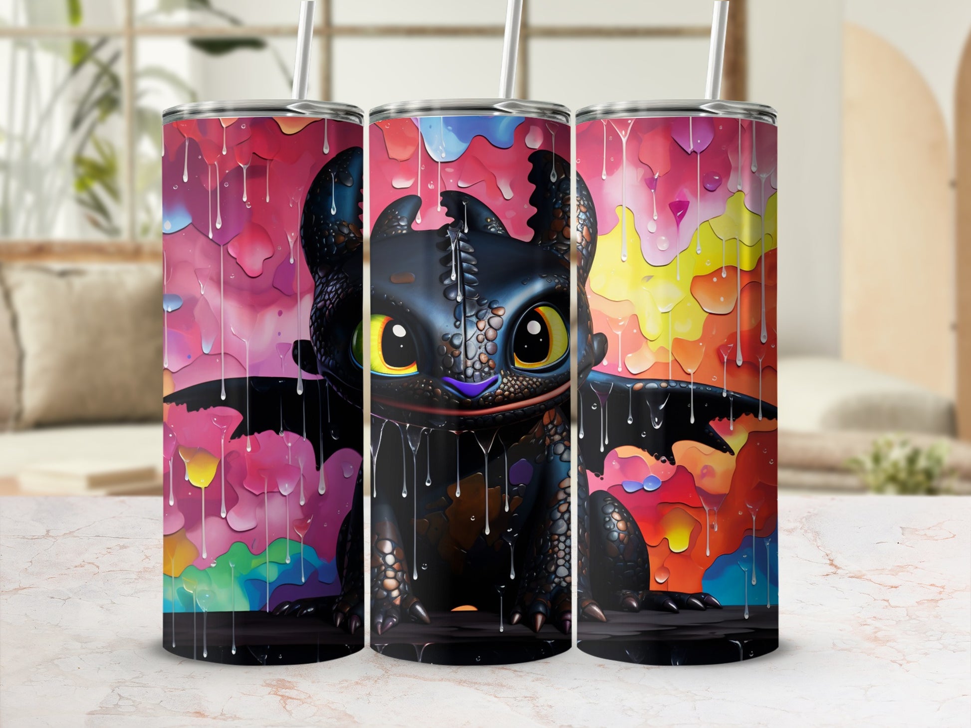 Colorful Cartoon Dragon Design Insulated Tumbler