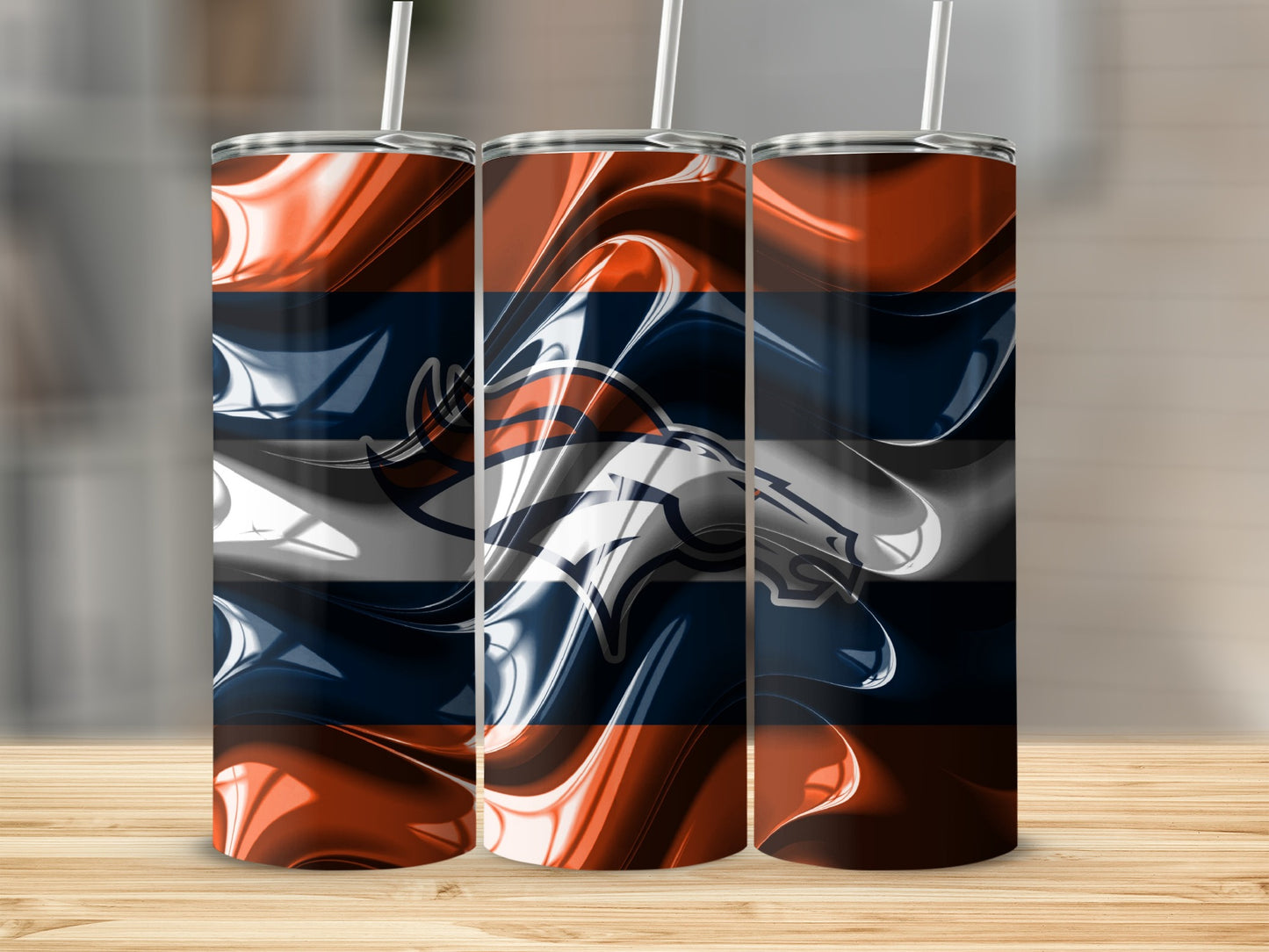 Denver Broncos Abstract Wave Design For Sports Fans Tumblers