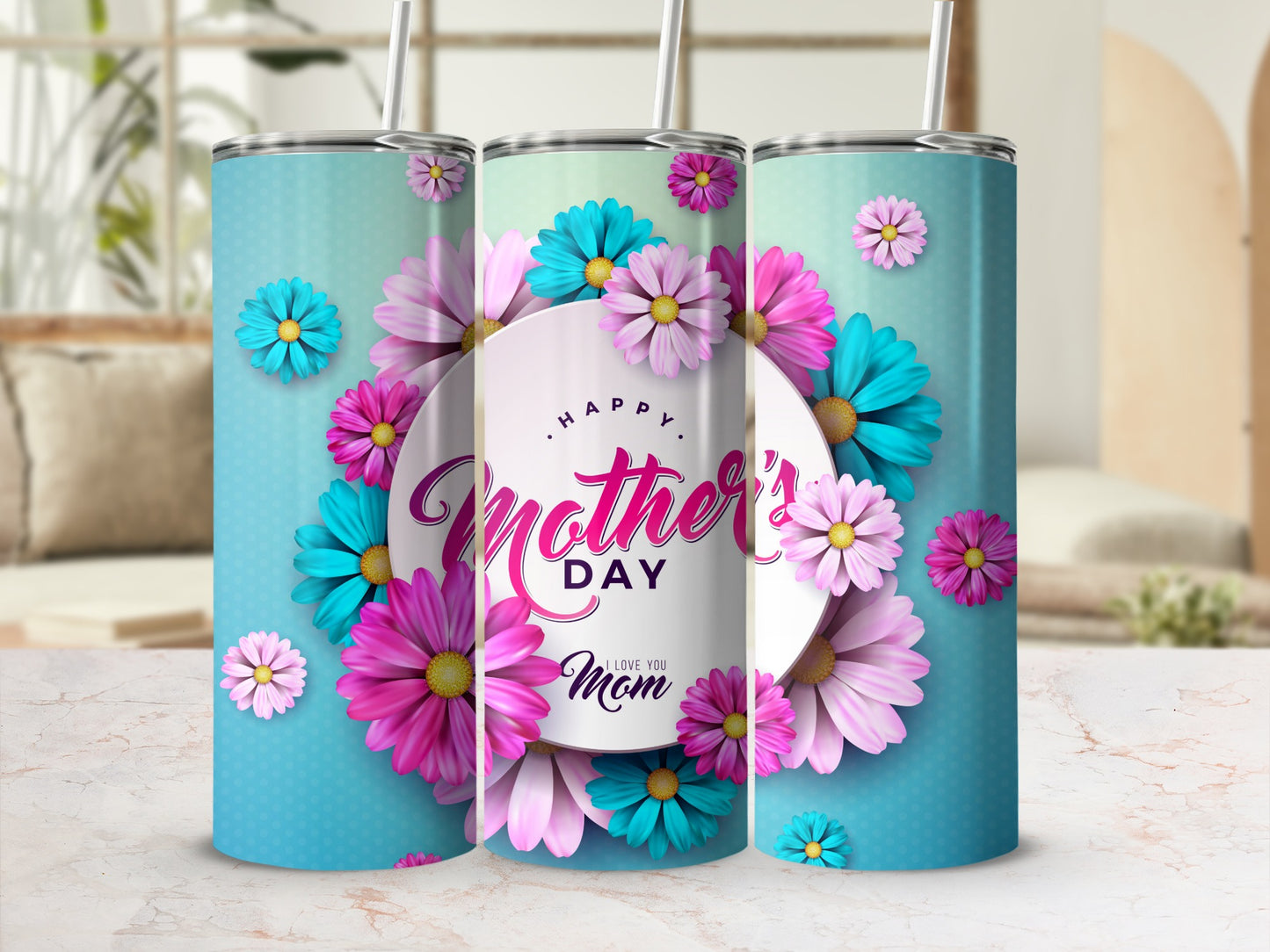 Happy Mother's Day Floral Design Tumbler Gift Idea