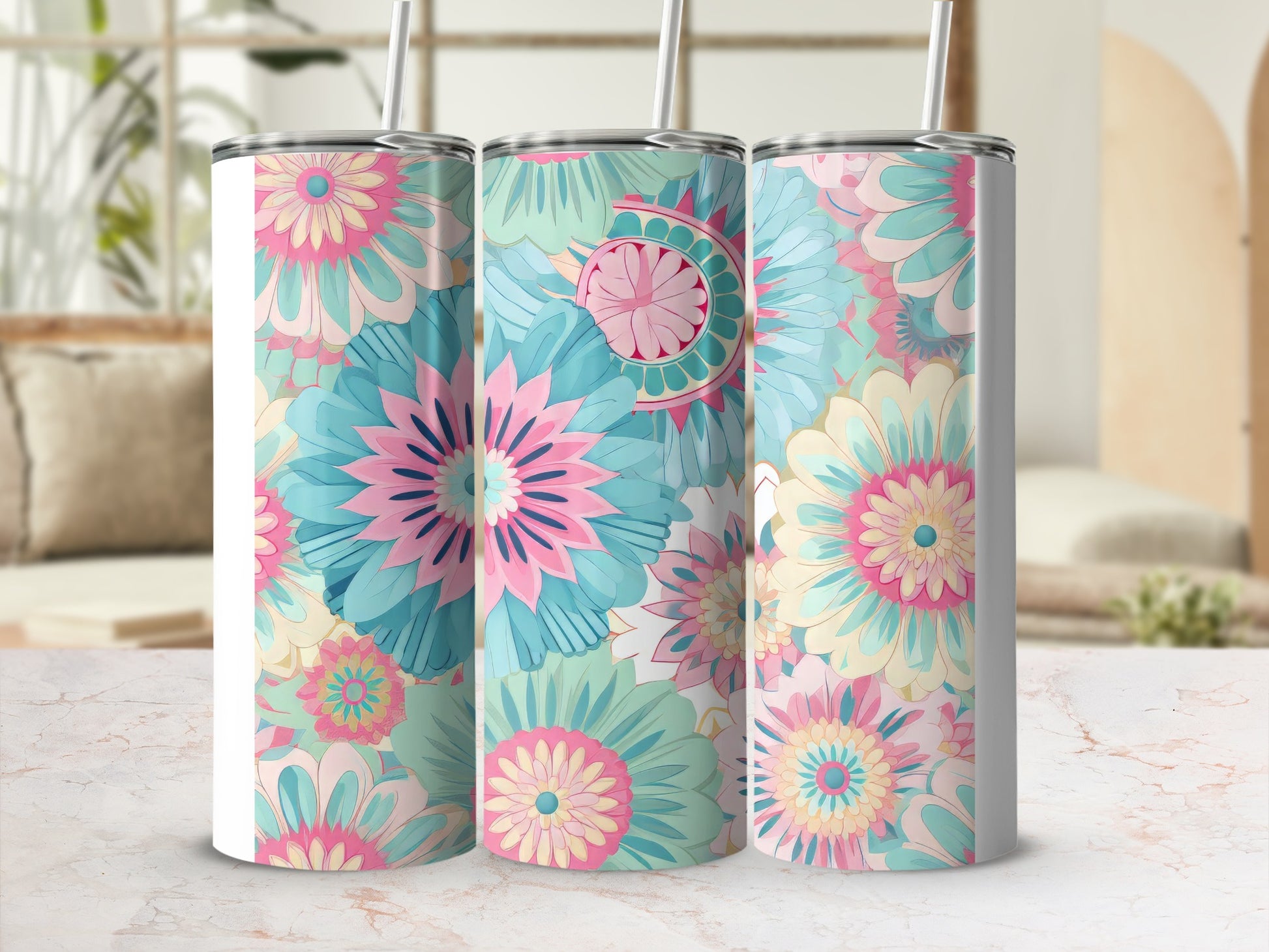 Colorful Abstract Floral Pattern Tumbler Product