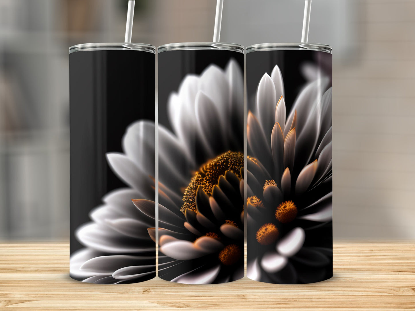 Stunning Black White Floral Design Tumbler product type
