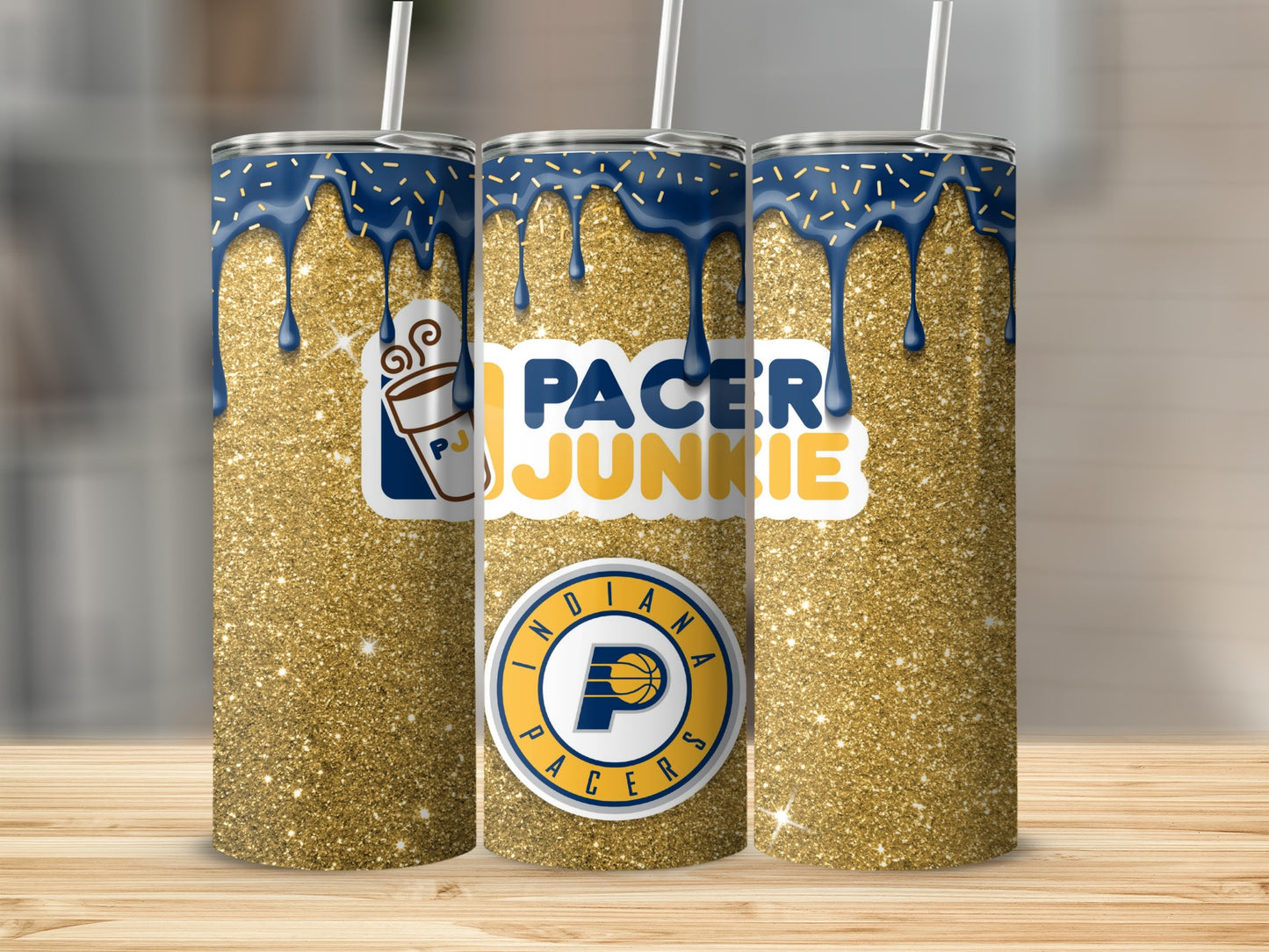 Pacer Junkie Glitter Tumbler Indiana Pacers Drinkware Cup
