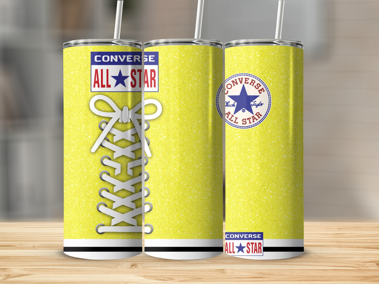 Yellow Glitter Converse All Star Laces Design Tumbler product type