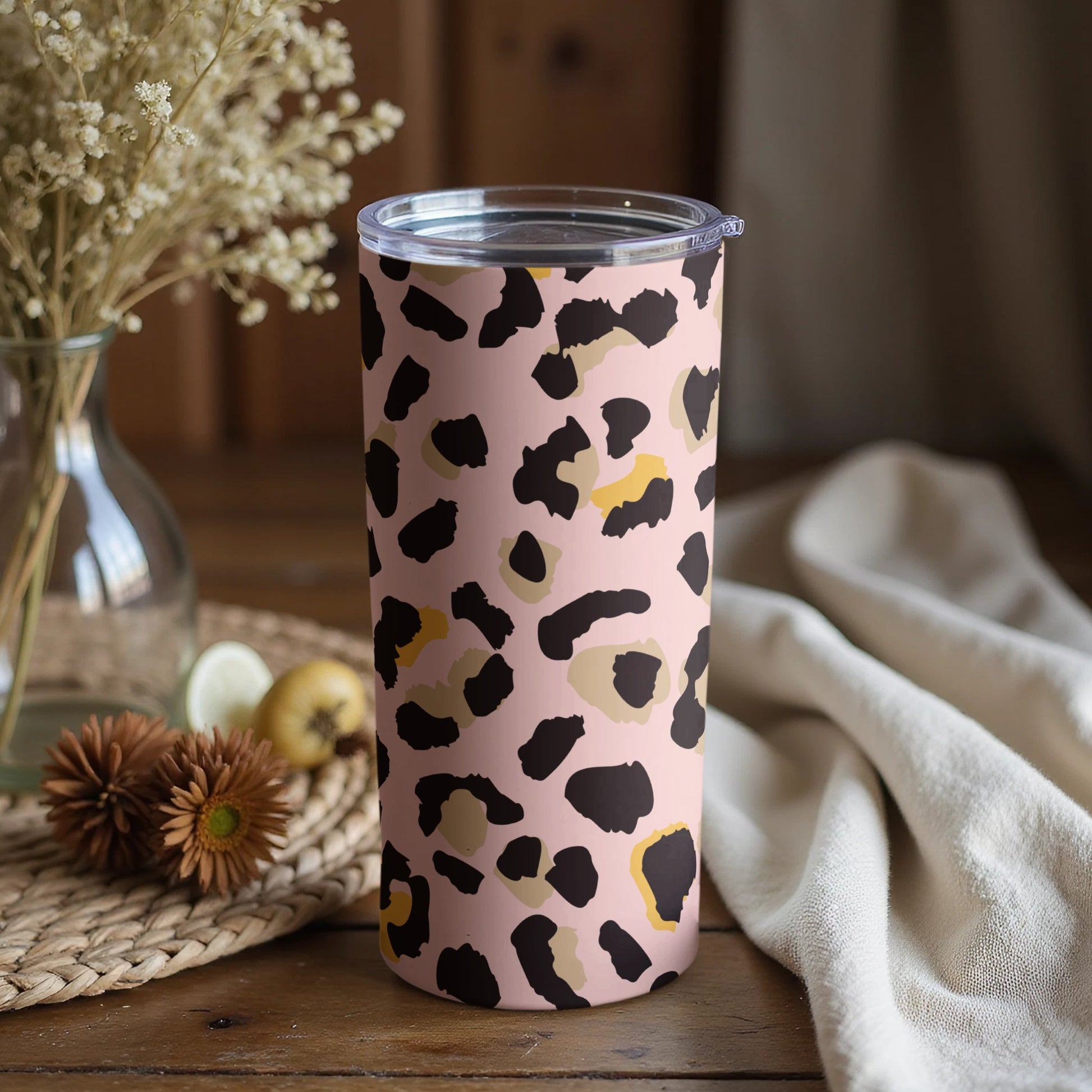Pink and Brown Leopard Print Insulated Tumbler product
