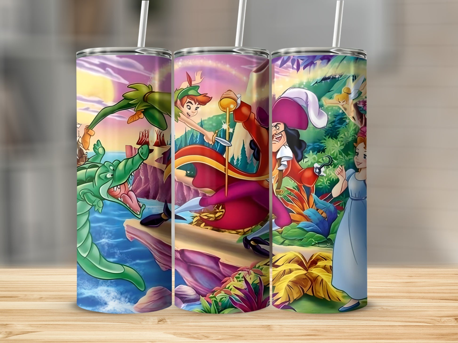 Vibrant Peter Pan Fantasy Villain Art Tumbler Set
