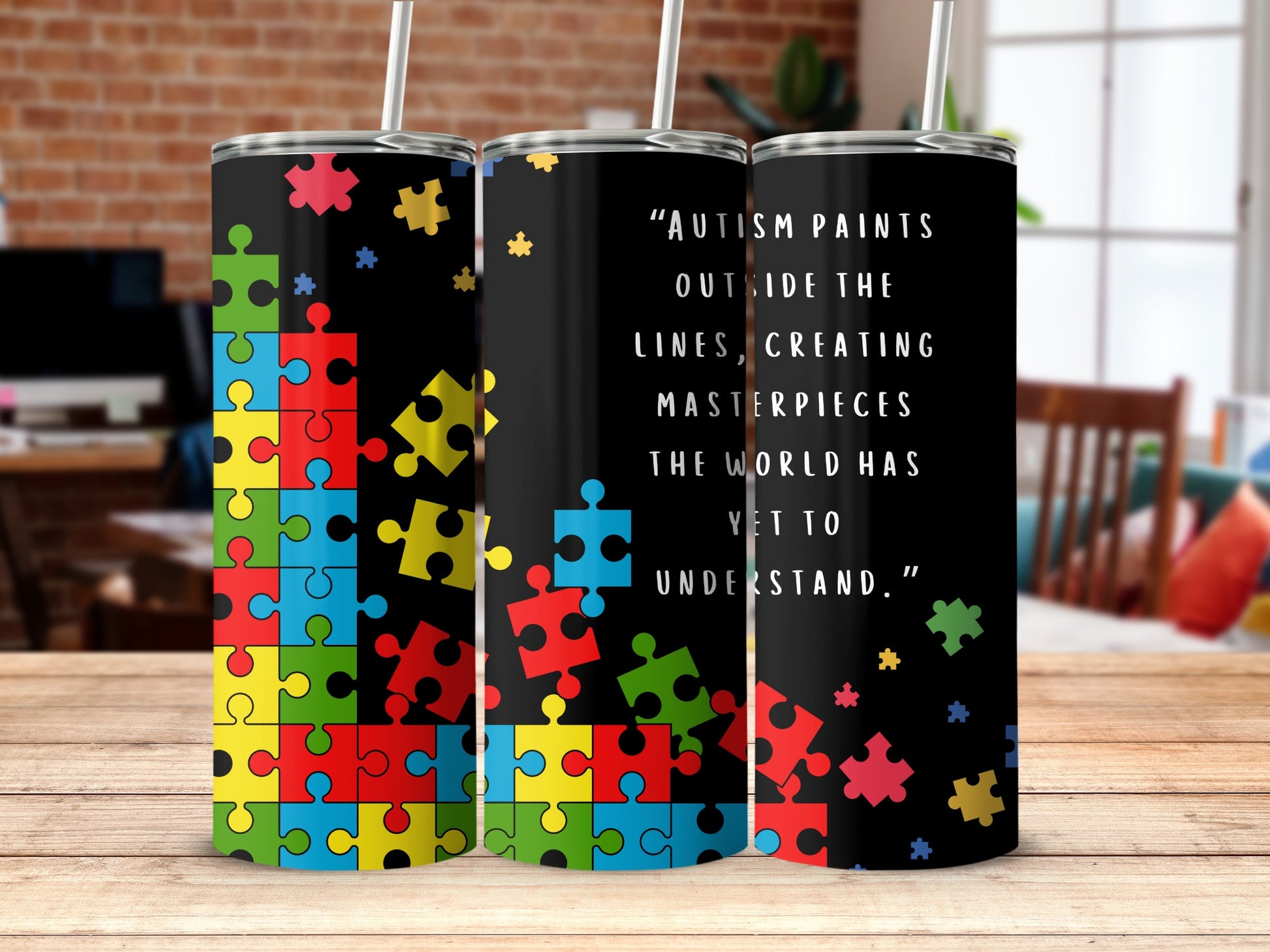 Autism Awareness Puzzle Pieces Tumbler Cup
