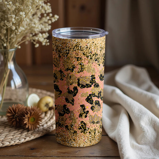 Sparkling Leopard Print Design Insulated Tumbler