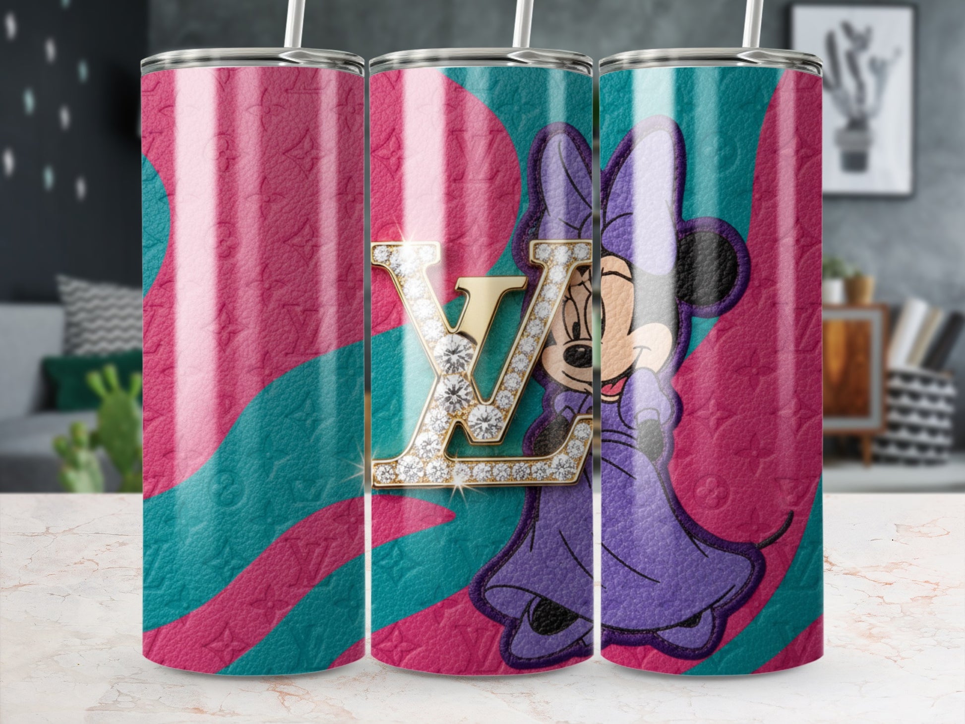 Minnie Character with Sparkling LV on Tumbler