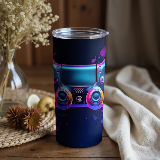 Vibrant Retro Style Tumbler Perfect for Gamers and Artists