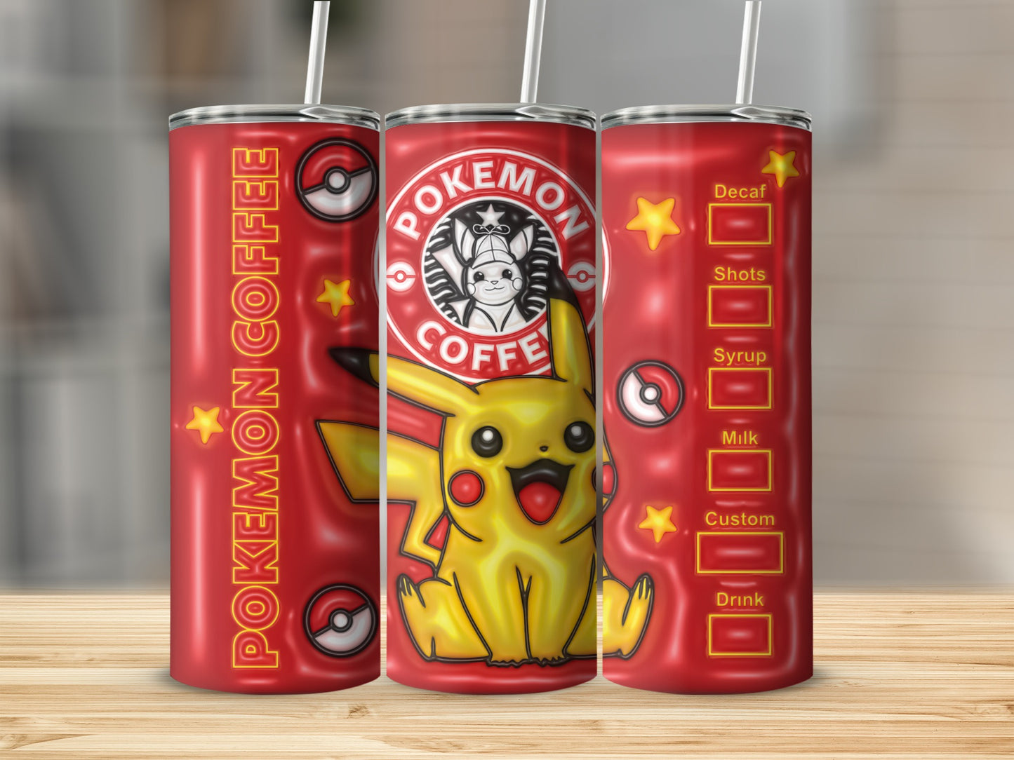Pikachu Pokemon Coffee Tumbler Customization Options