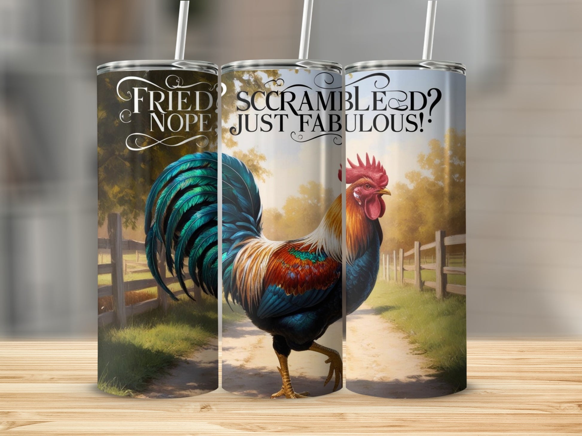 Breakfast Rooster Themed Stainless Steel Tumblers