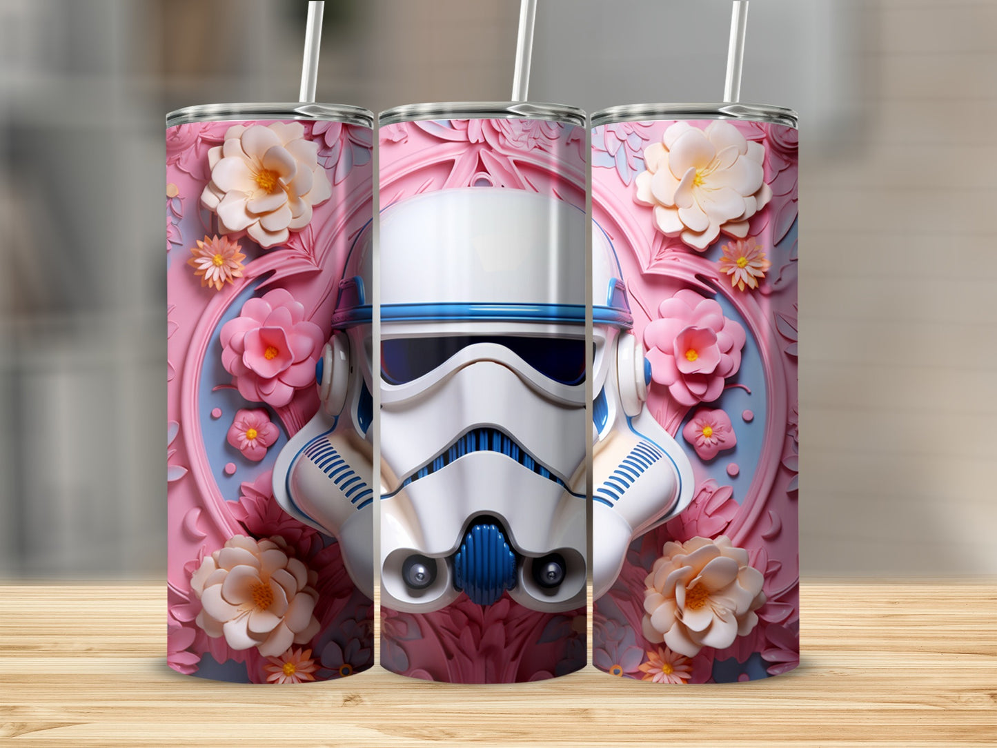 Stormtrooper Tumbler with Beautiful Floral Design