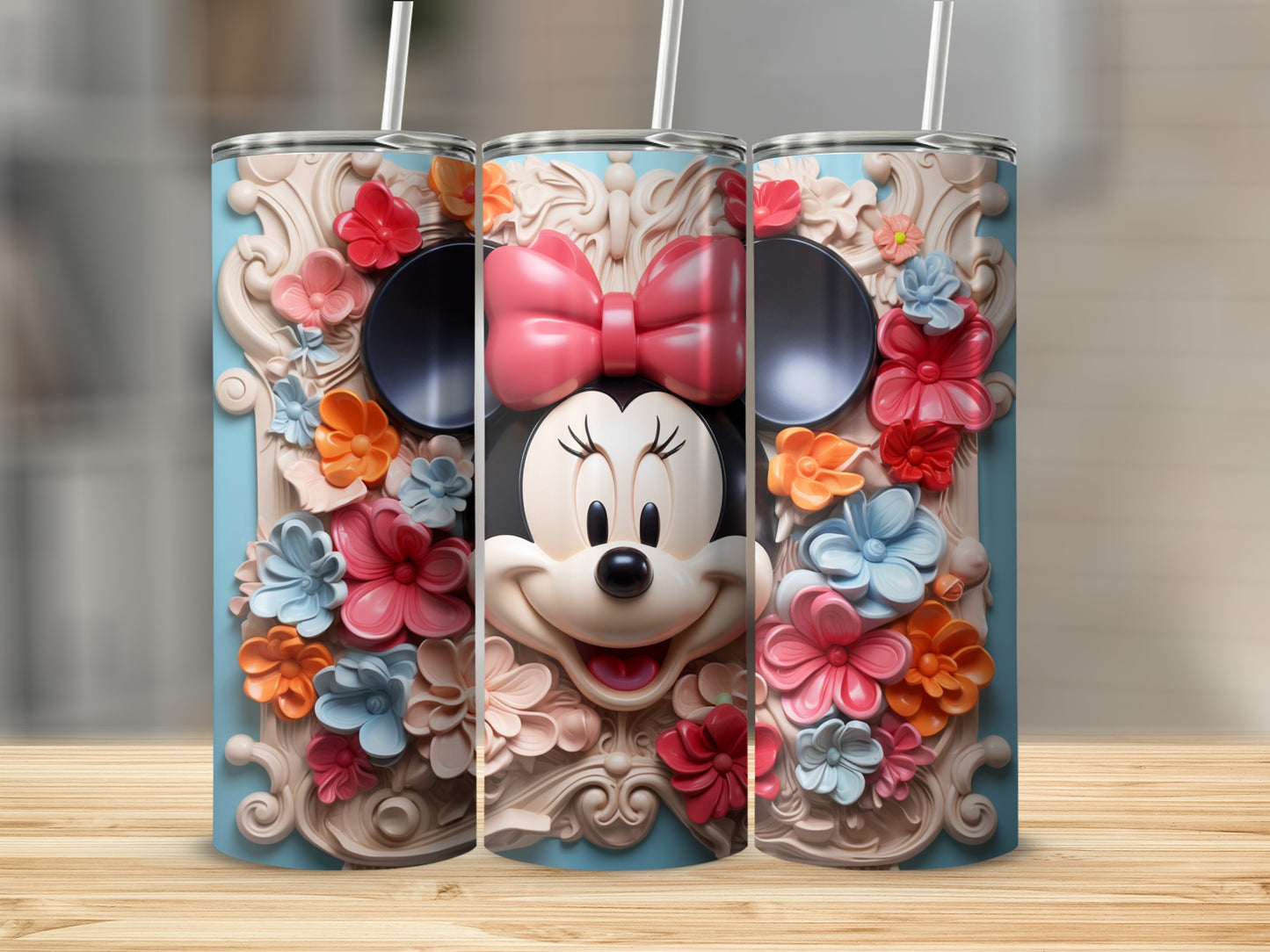 Minnie Mouse Inspired Floral Design Drinkware