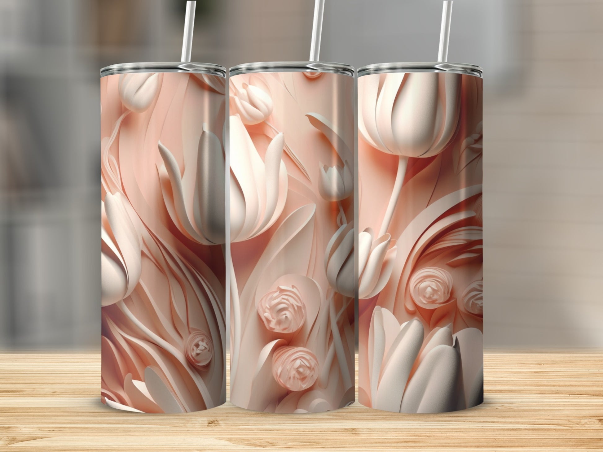 Elegant Floral Patterned Insulated Tumbler Product