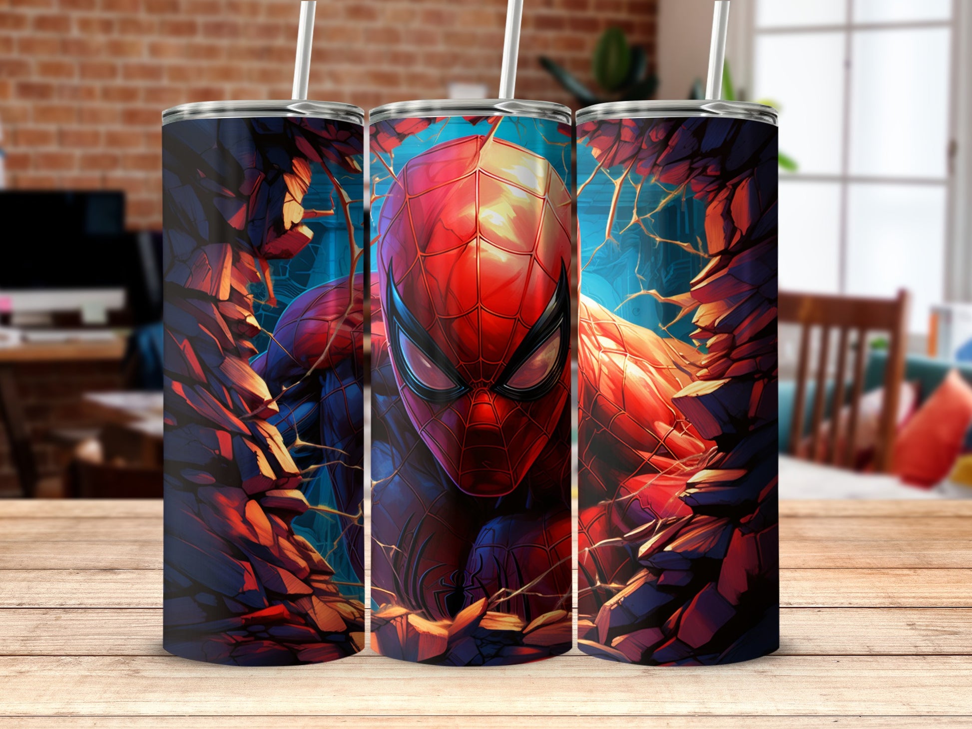 Spider-Man breaking through wall tumbler product