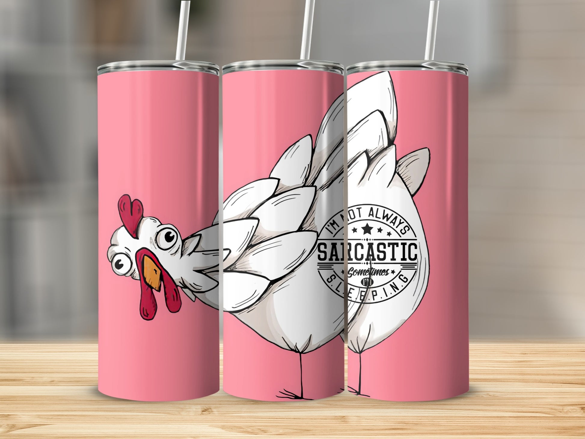 Funny Sarcastic Chicken Design Pink Tumbler Cup