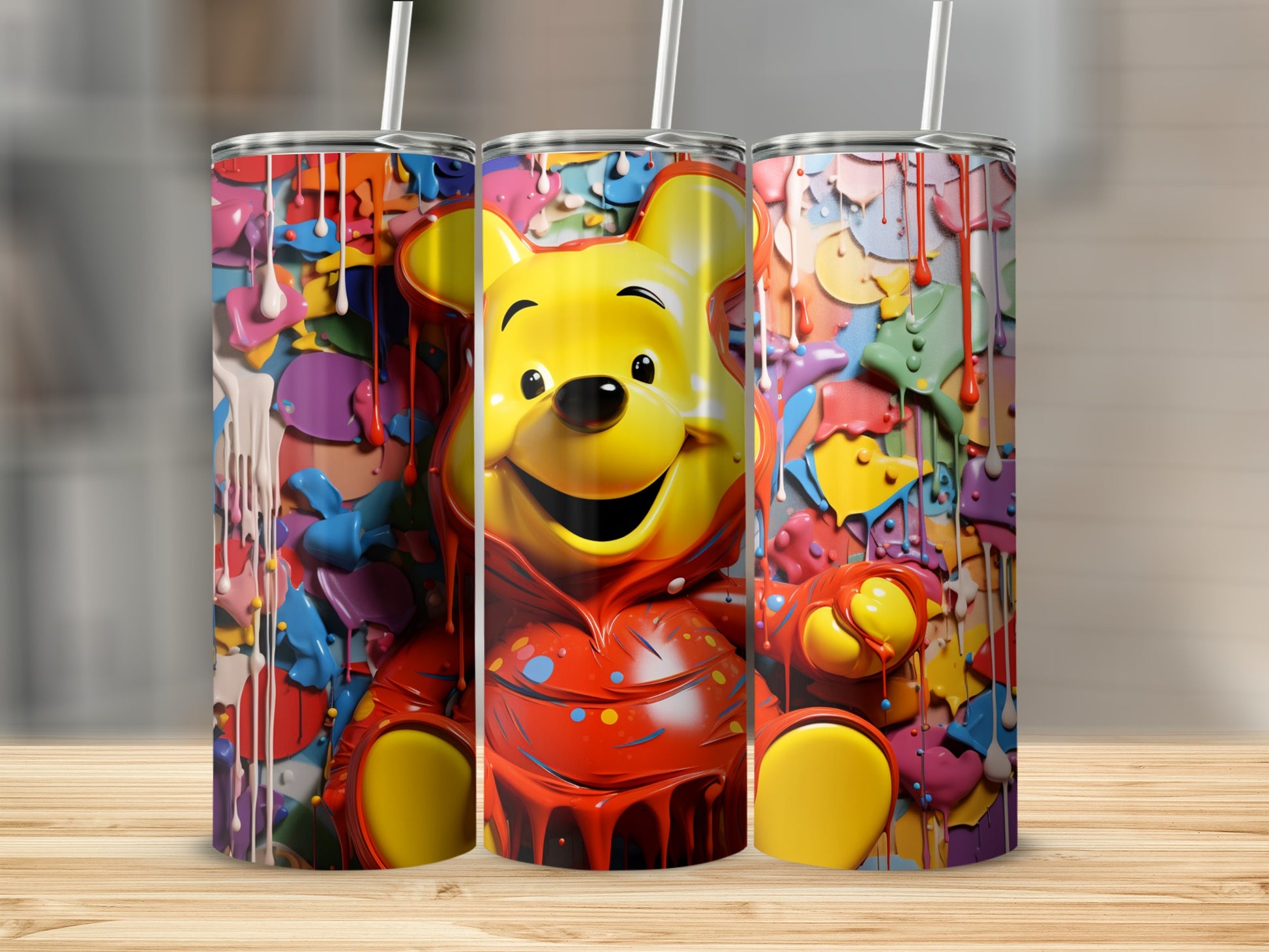 Colorful Cartoon Bear Stainless Steel Tumbler