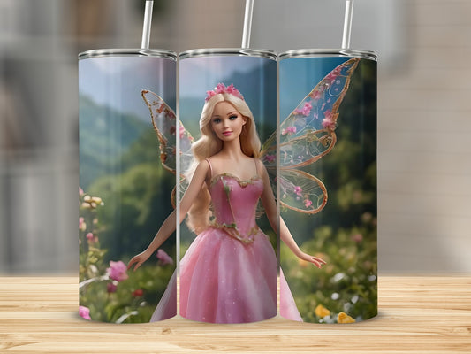 Princess Fairy Doll Tumbler With Colorful Wings Design