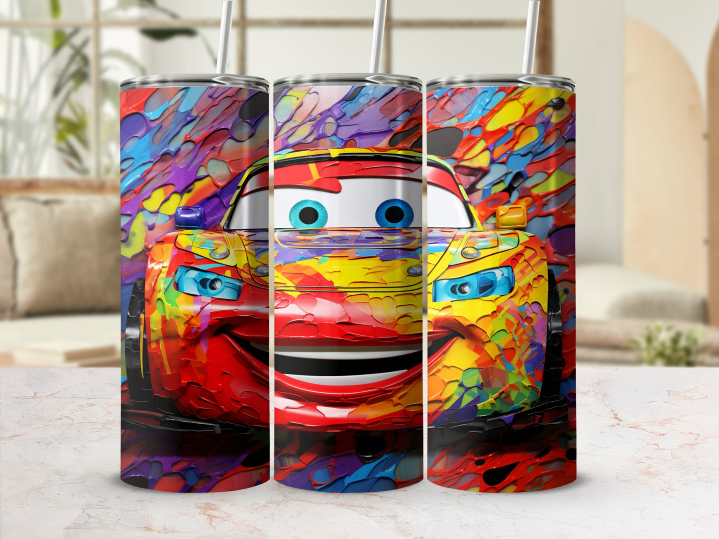 Colorful Cartoon Car Design Insulated Tumbler Cup