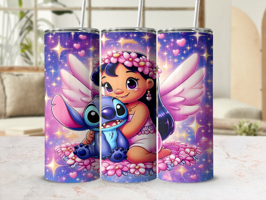 Cute Angelic Girl and Blue Alien Design Tumbler