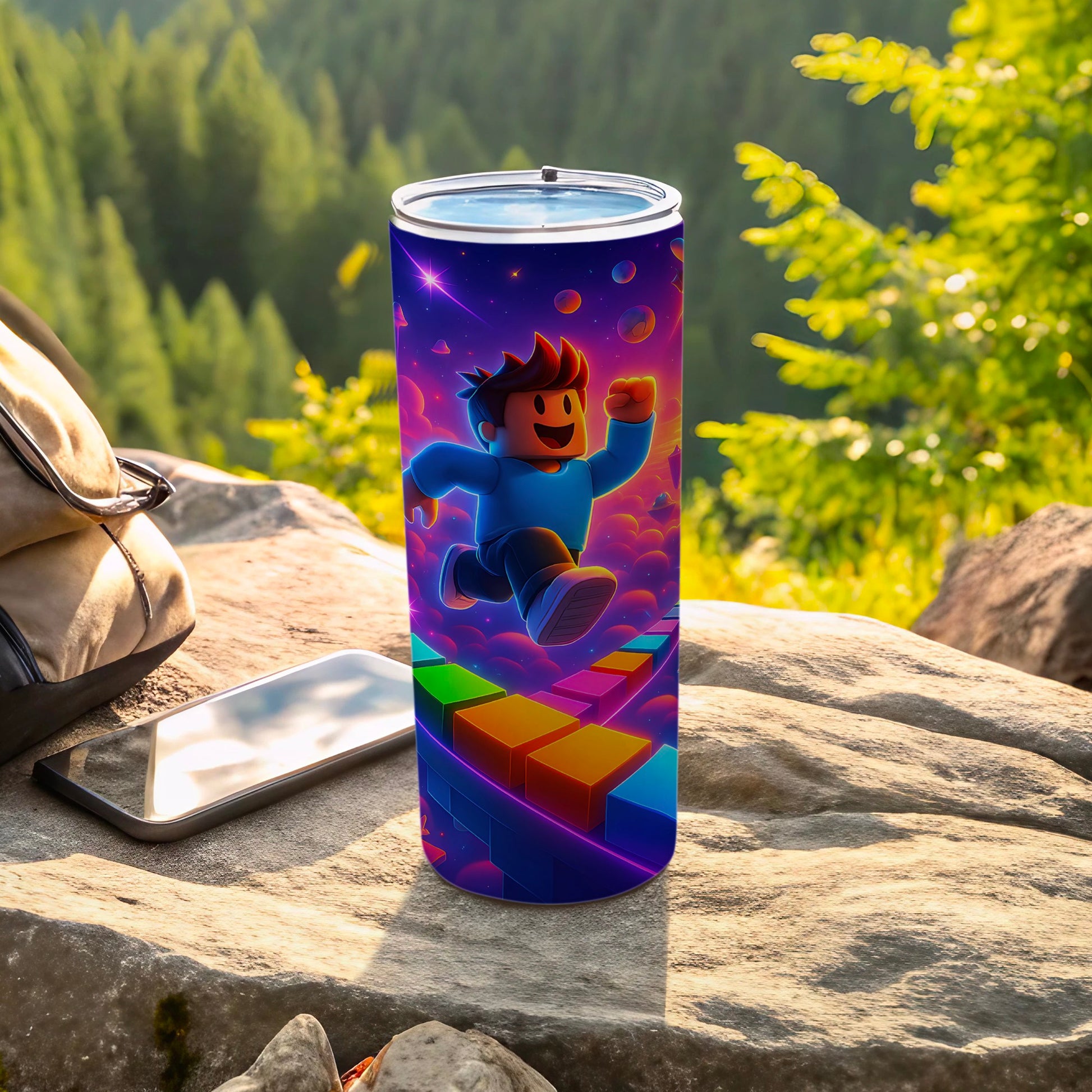 Colorful Character Running Design on Insulated Tumbler