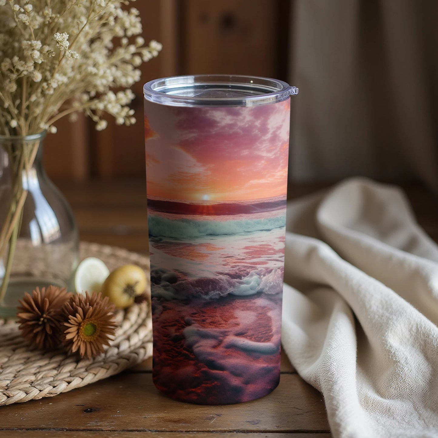 Serene Sunset Ocean View Tumbler Captures Tranquil Moments