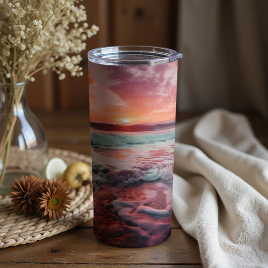 Serene Sunset Ocean View Tumbler Captures Tranquil Moments