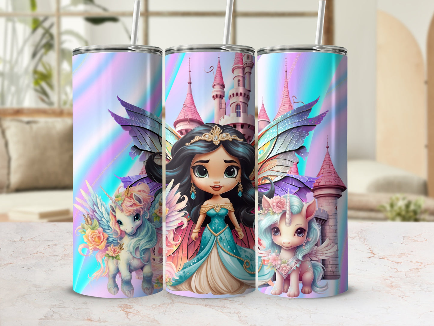 Fantasy Princess and Unicorn Magic Stainless Steel tumbler
