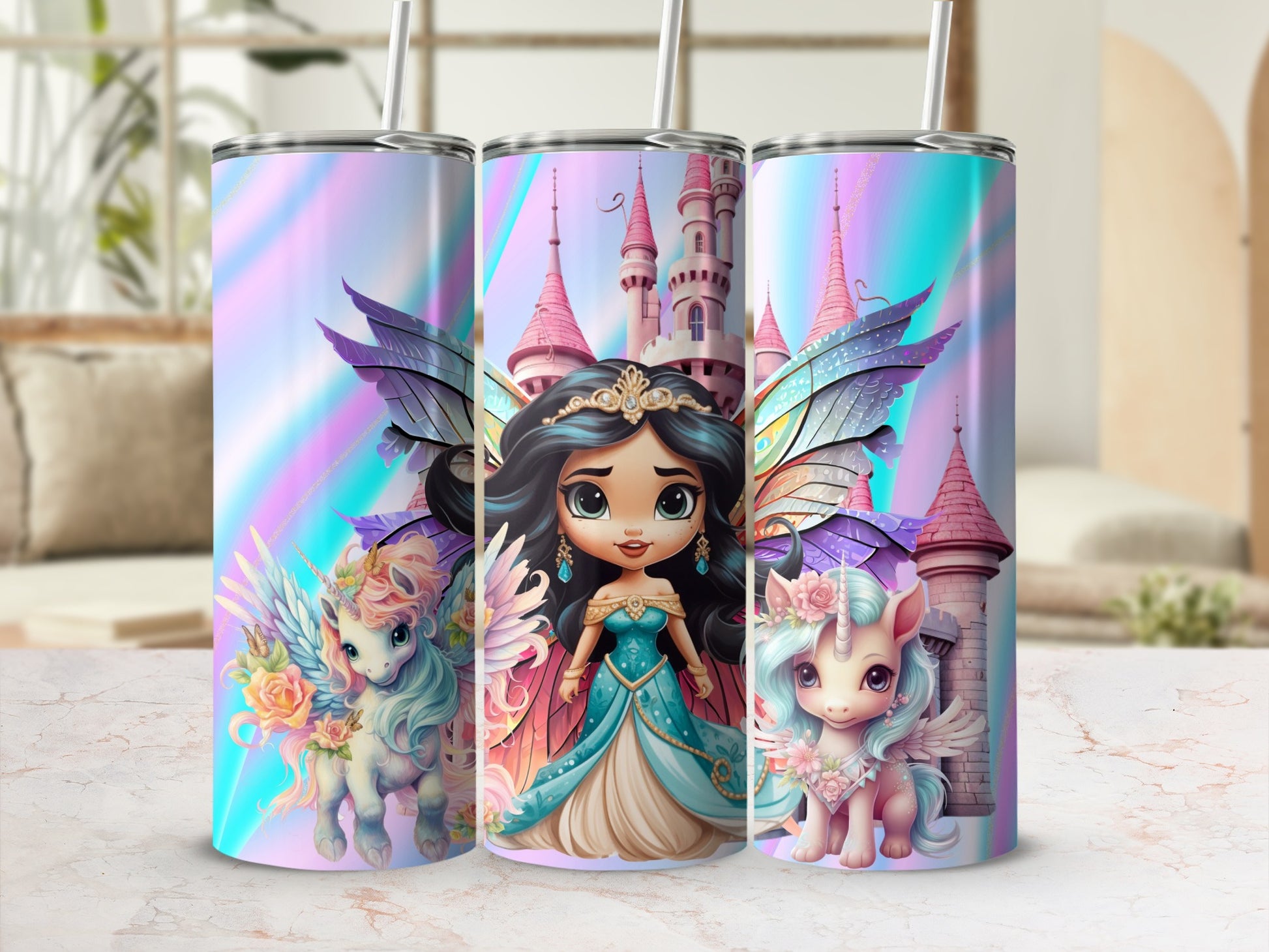 Fantasy Princess and Unicorn Magic Stainless Steel tumbler