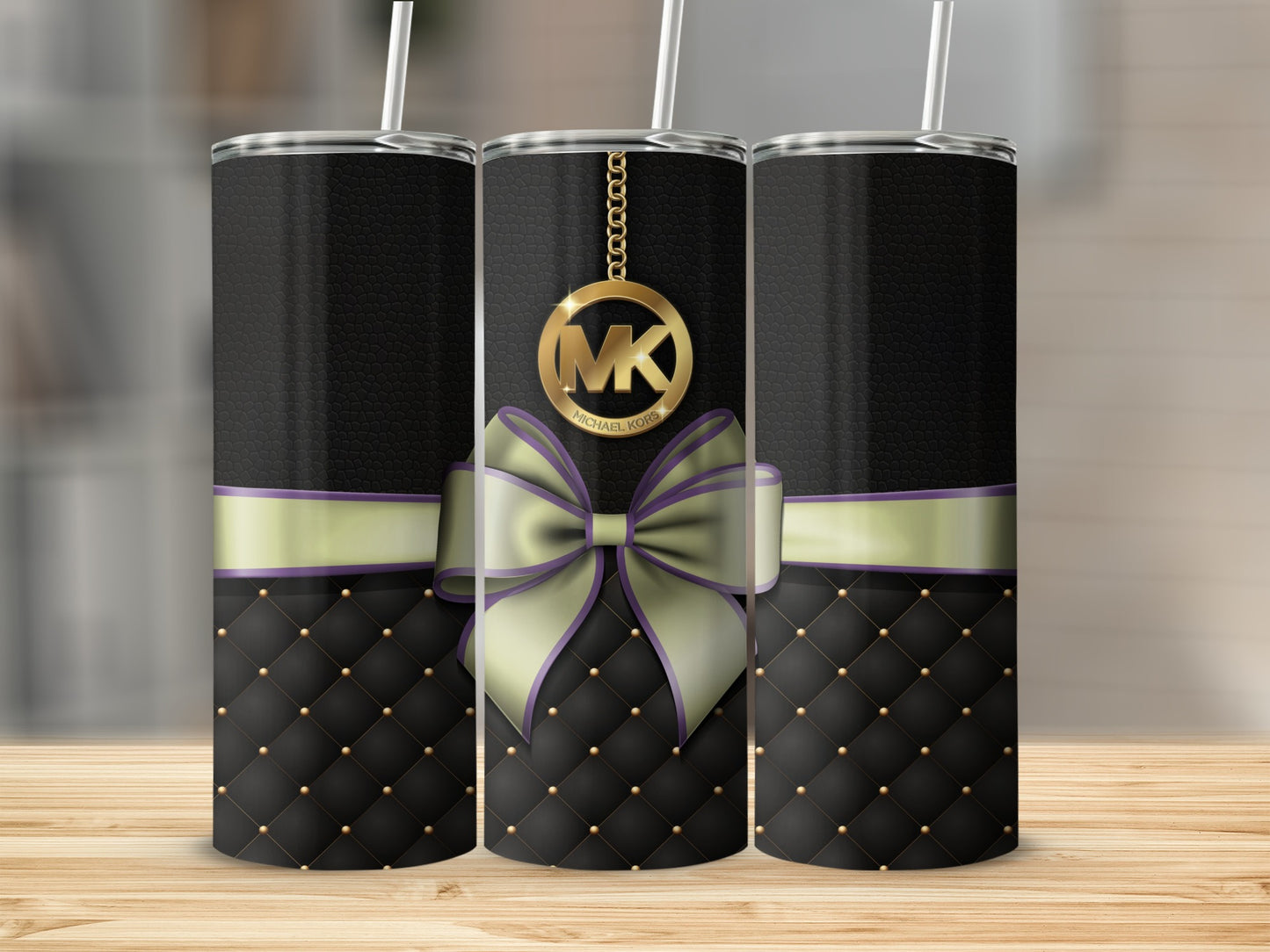 Elegant Black and Gold Tumbler with Monogram Design