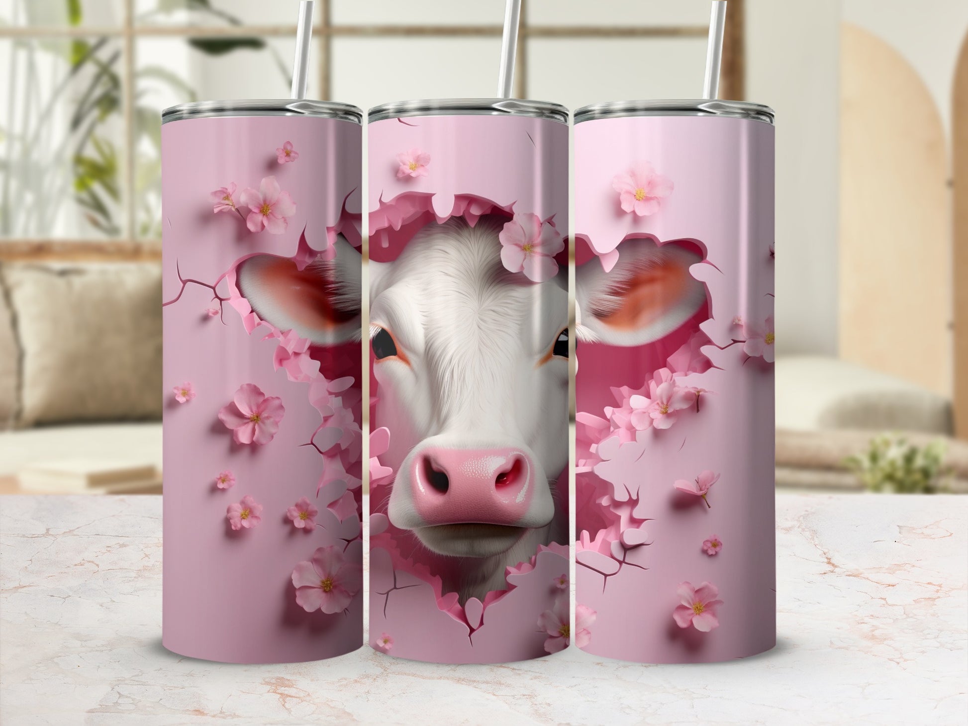 Pink Cow Cherry Blossom Tumbler Cute Design product type
Cow, Pink, Cherry blossom, Tumbler, Floral, Cute, Animal, Spring, Bloom, Nature, Drinkware, Beverage, Gift, Unique design, Art, Pretty, Sweet, Farm animal, Cow face, Pink flowers