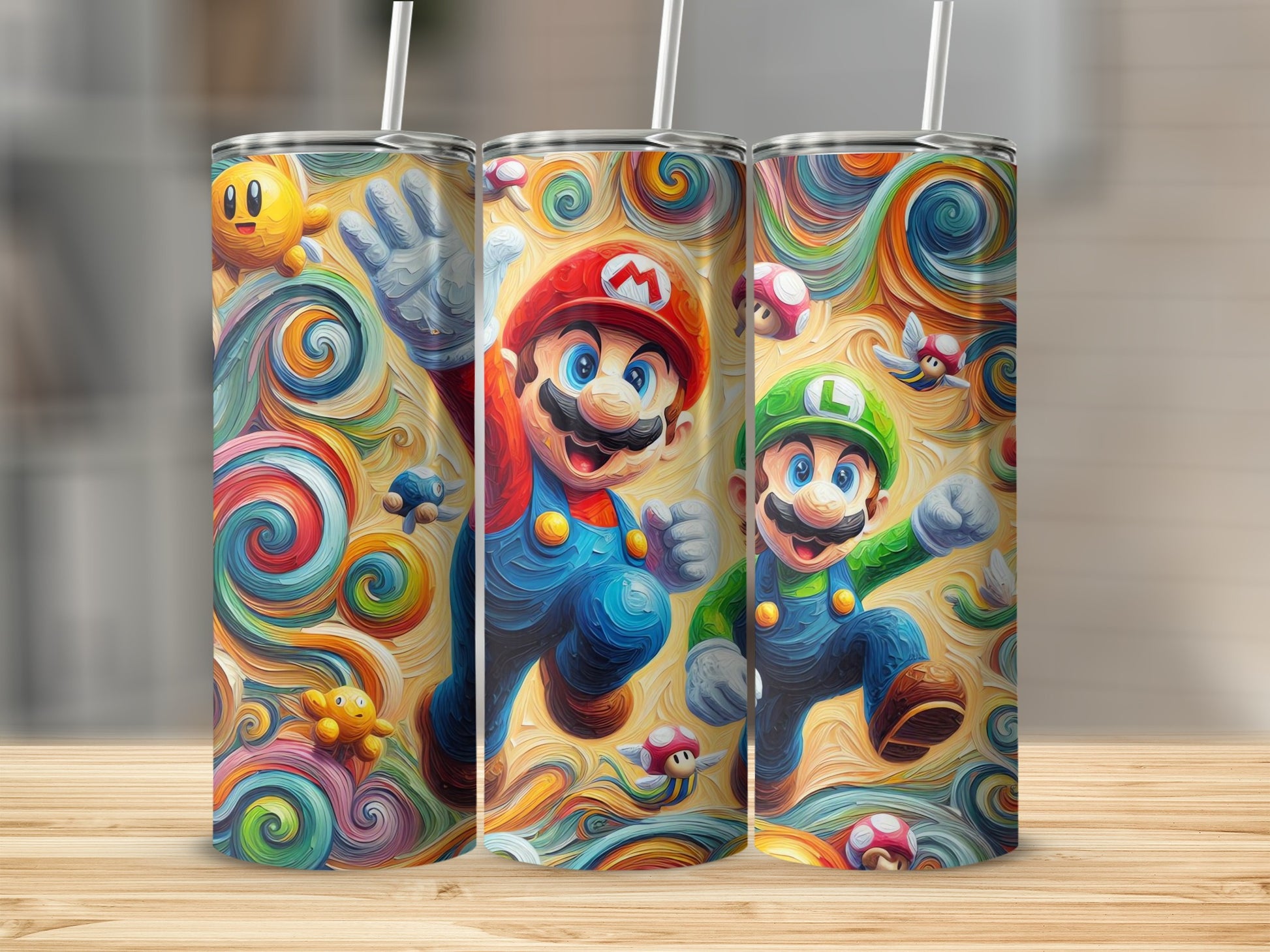 Colorful Mario and Luigi Design Tumbler