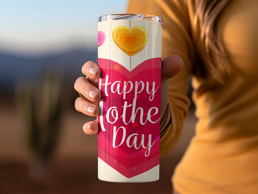 Happy Mother's Day Pink Heart Design Tumbler