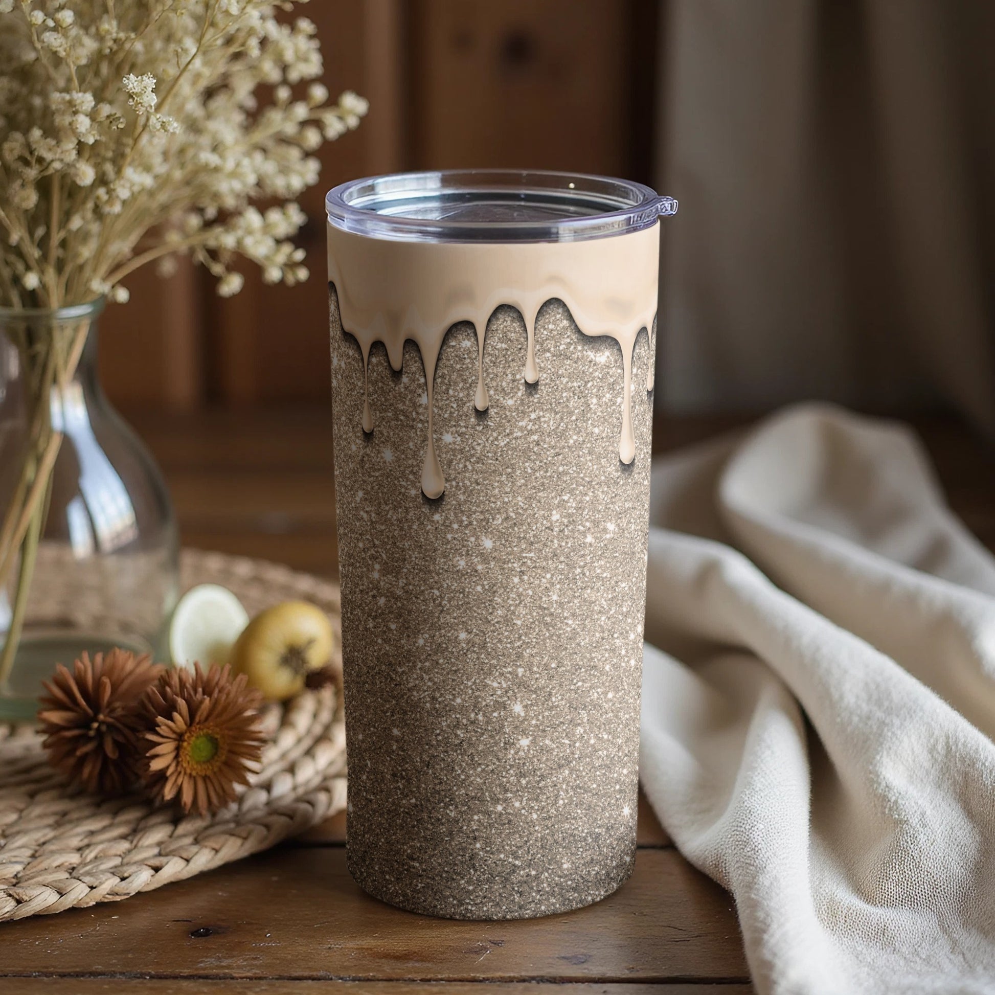 Stylish Tumbler with Dripping Paint Design