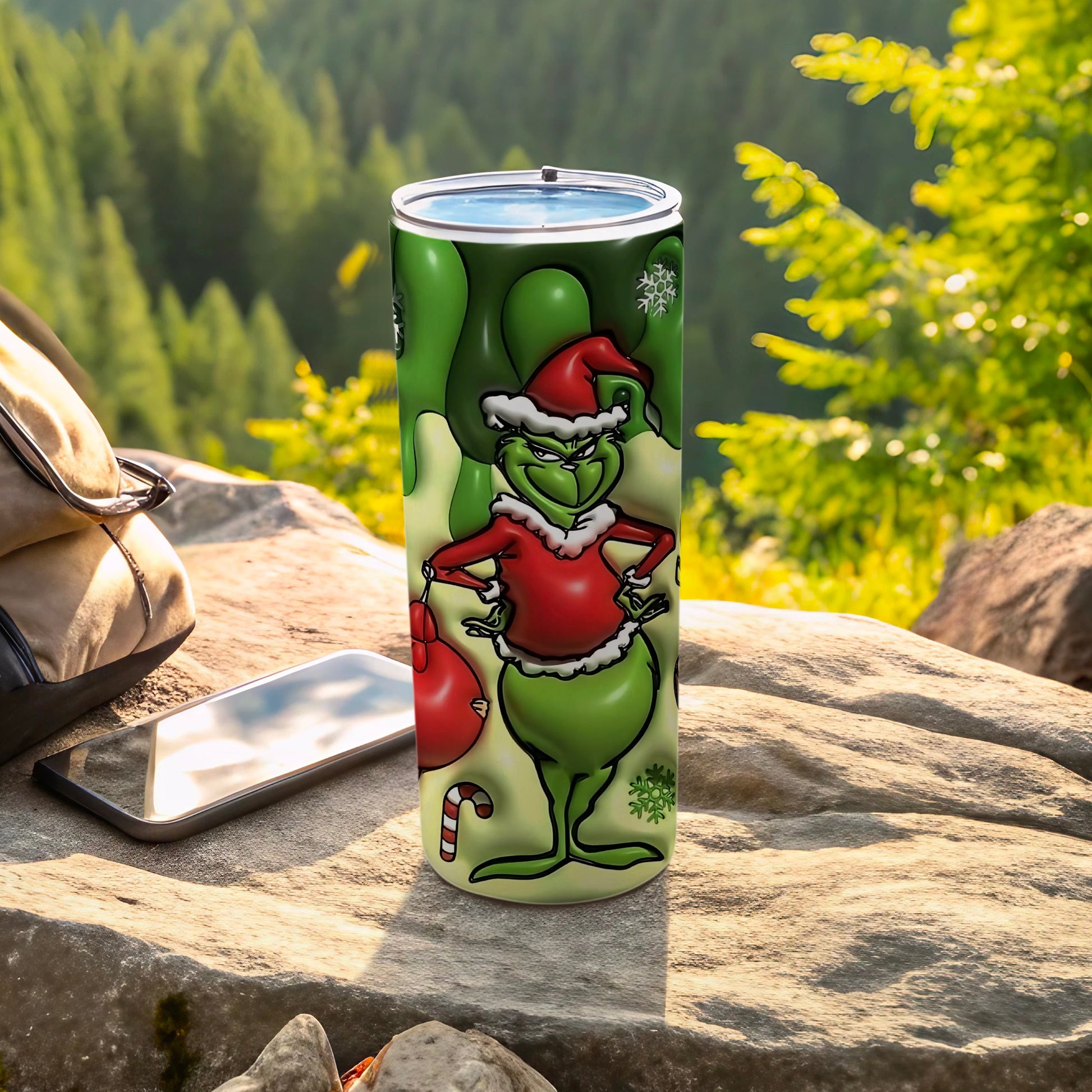Festive Santa Grinch Stainless Steel Tumbler for Holidays