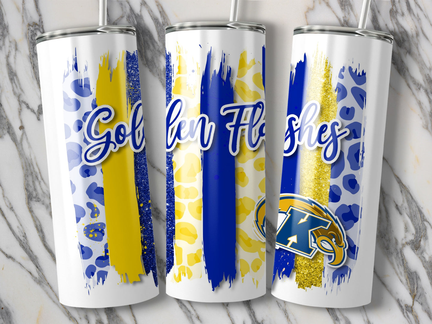 Golden Flashes Stripes Design With Logo Tumblers