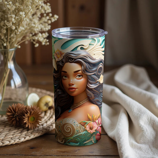 Artistic Design Tumbler with Woman and Flowers