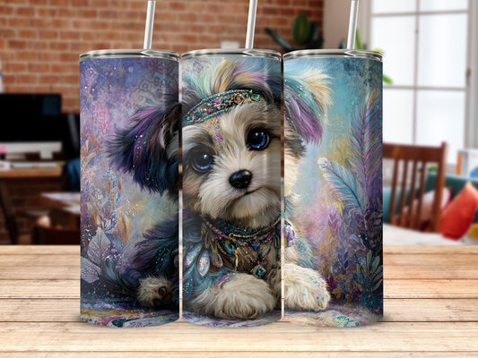 Adorable Fluffy Puppy Design Colorful Tumbler Product