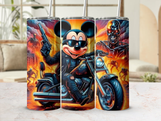 Cool Biker Mouse and Terminator Design Tumbler Cup