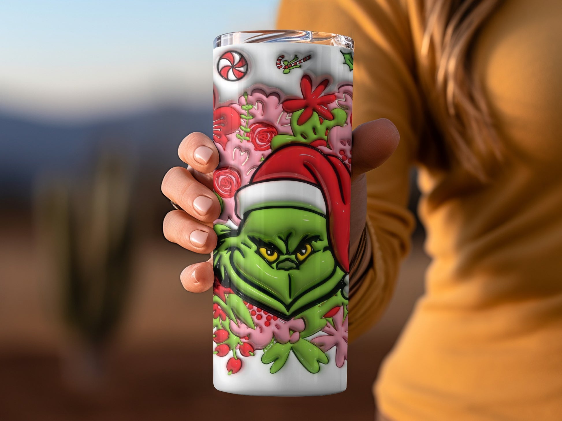 Festive Grinch Christmas Themed Tumbler Cup