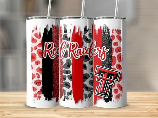 Red Raiders Leopard Brush Stroke Design For Texas Tech Tumblers