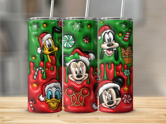 Festive Cartoon Characters Holiday Tumbler with Straw