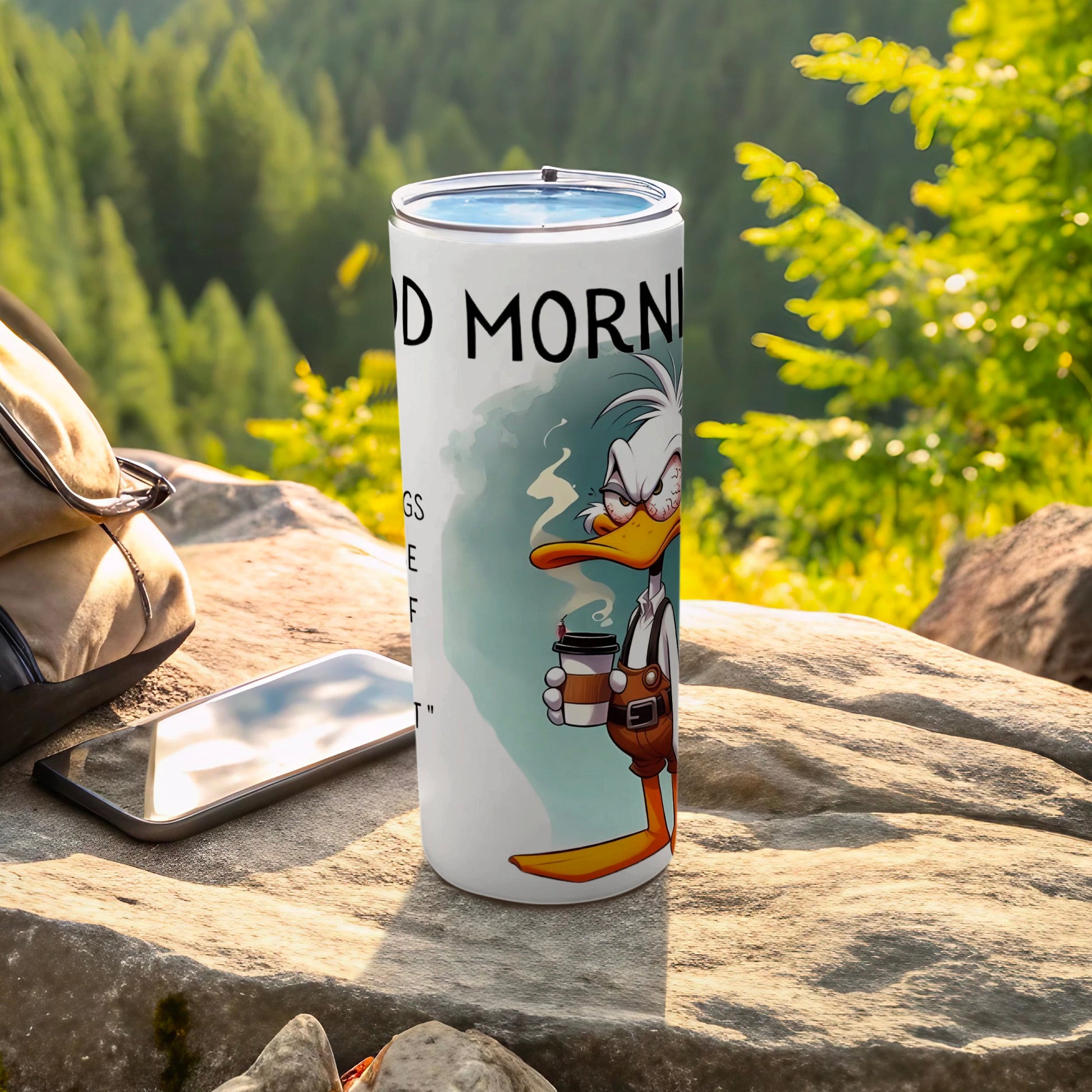Good Morning Cartoon Duck Coffee Tumbler