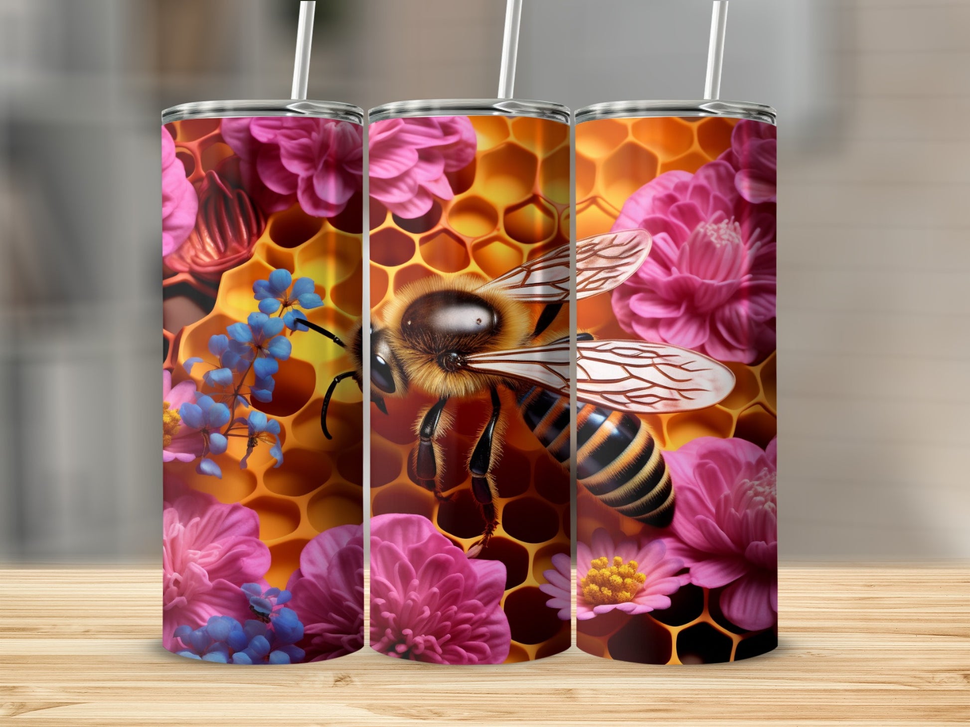 Honey Bee Flower Honeycomb Pattern product type