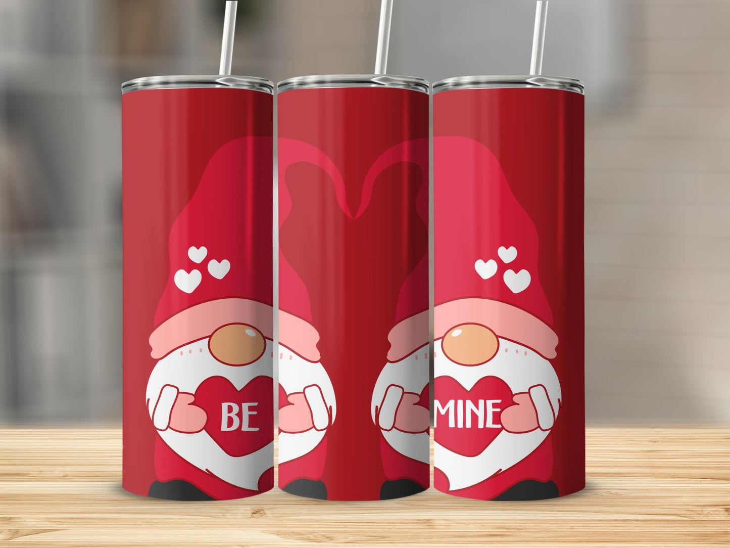 Cute Gnome Be Mine Valentine's Day Tumbler Cups