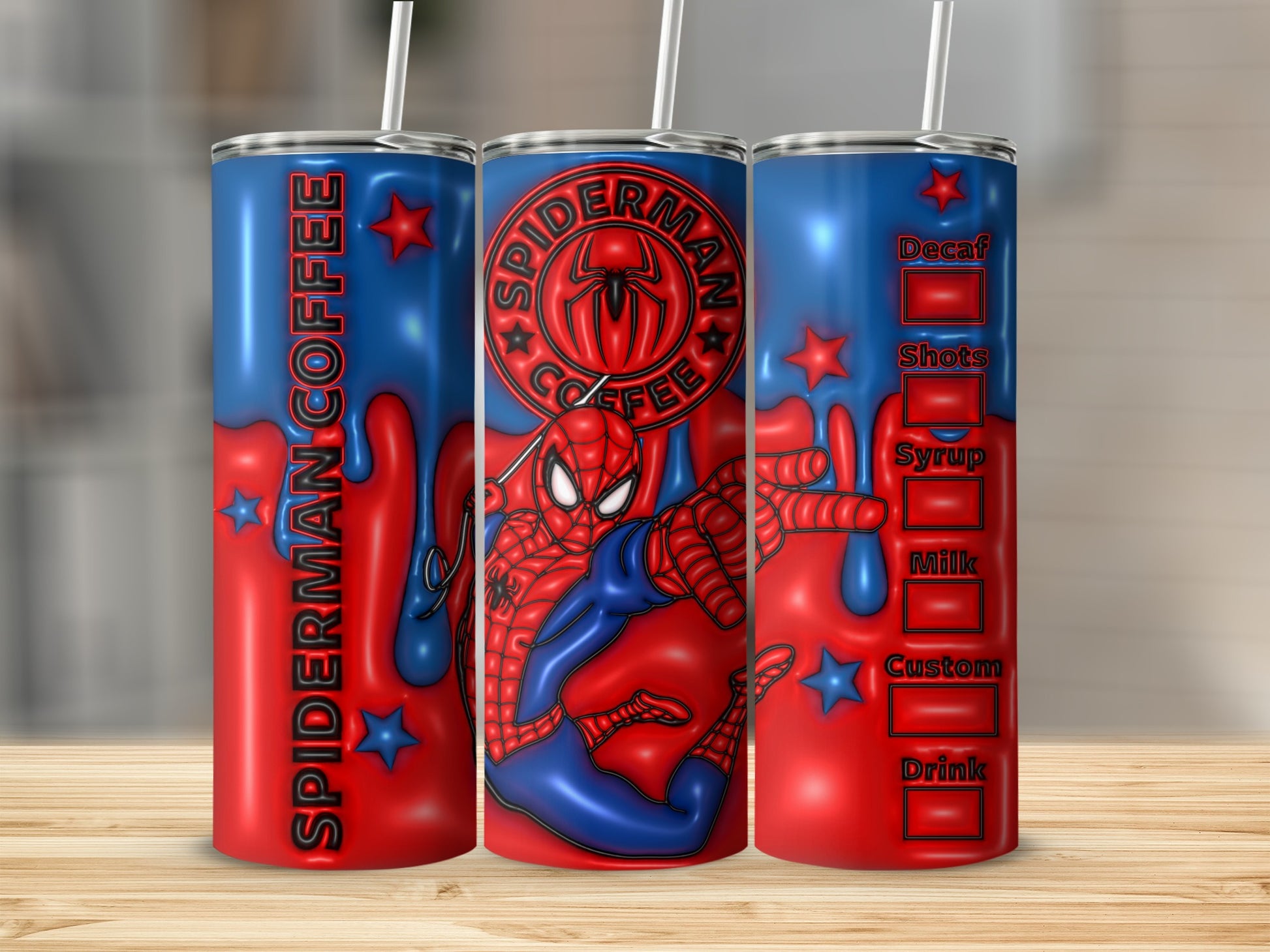 Marvel Spiderman Coffee Tumbler with Lid and Straw