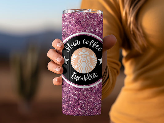 Glittery Star Coffee Tumbler for Hot and Cold Drinks
