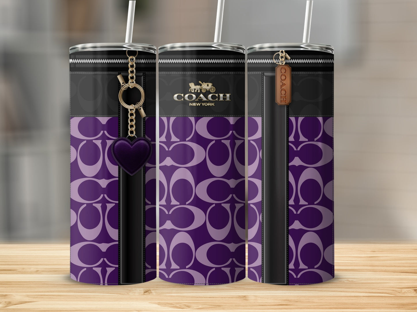 Purple Patterned COACH New York Branded Tumbler