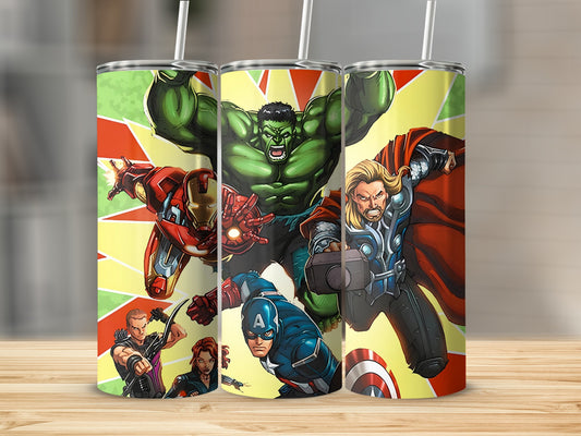 Superhero Tumblers with Colorful Comic Style Artwork